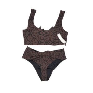 Devon Windsor Scarlett Top Elsa Bottom Bikini Set Safari Brown‎ Black XS NEW